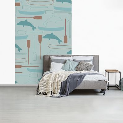 Fototapete - 160x240 cm - Kanu - Delphin - Muster (Gr. 160x240 cm)