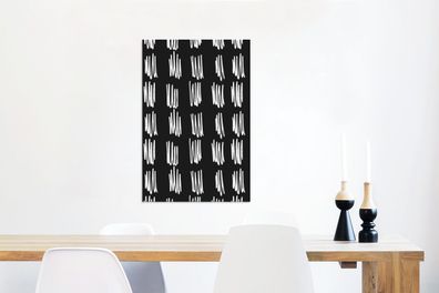 Leinwandbilder - 60x90 cm - Weiß - Schwarz - Einfach - Muster (Gr. 60x90 cm)