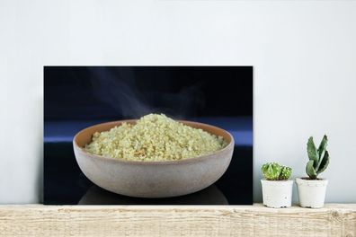 Glasbilder - 30x20 cm - Ein Quinoa-Gericht in einer rustikalen Holzschale