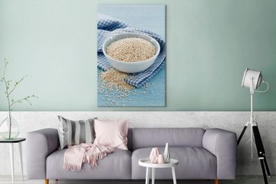 Leinwandbilder - 80x120 cm - Die gesunde Quinoa in der Porzellanschale