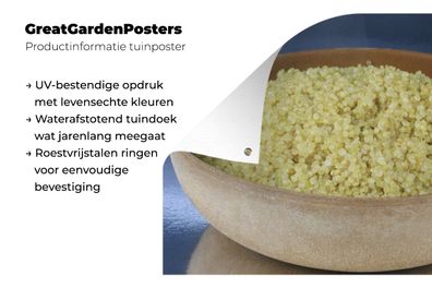 Gartenposter - 60x40 cm - Eine Nahaufnahme des Superfoods Quinoa in einer Holzschale