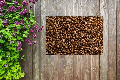 Gartenposter - 90x60 cm - Hellbraune Kaffeebohnen in einem Stapel (Gr. 90x60 cm)