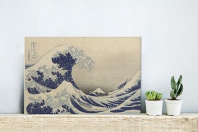 Glasbilder - 30x20 cm - Die große Welle bei Kanagawa - Gemälde von Katsushika Hokusai