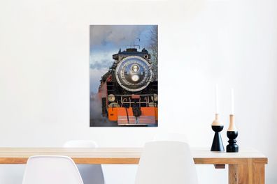 Leinwandbilder - 60x90 cm - Frontansicht einer Dampflokomotive (Gr. 60x90 cm)