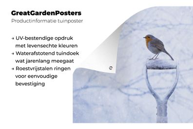 Gartenposter - 180x120 cm - Rotkehlchen - Winter - Garten (Gr. 180x120 cm)