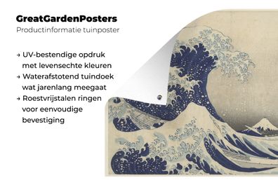 Gartenposter - 180x120 cm - Die große Welle bei Kanagawa - Gemälde von Katsushika Hok