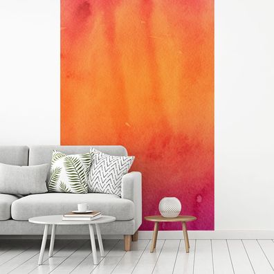 Fototapete - 170x260 cm - Aquarell - Orange - Rosa - Abstrakt (Gr. 170x260 cm)