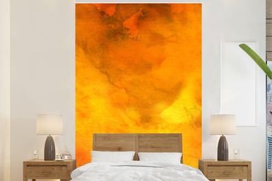 Fototapete - 225x350 cm - Aquarell - Abstrakt - Orange (Gr. 225x350 cm)