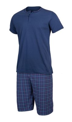 HEYO Schlafanzug Herren Kurz Pyjama aus Baumwolle Zweiteiliges Set Shorts T-shirt M