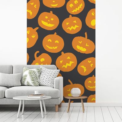Fototapete - 160x240 cm - Halloween - Kürbis - Muster (Gr. 160x240 cm)