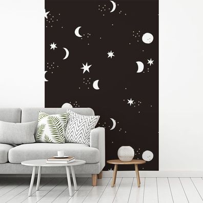 Fototapete - 195x300 cm - Muster - Sterne - Mond (Gr. 195x300 cm)