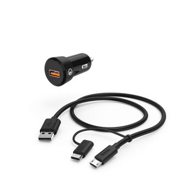 Hama 2in1 KFZ Ladeset Micro-USB & Typ C Ladekabel + 19,5 W Adapter Fast Charge