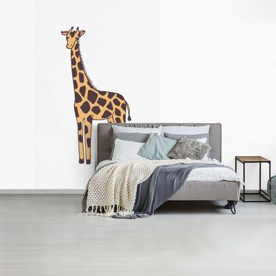 Fototapete - 145x220 cm - Giraffe - Kinder - Weiß (Gr. 145x220 cm)