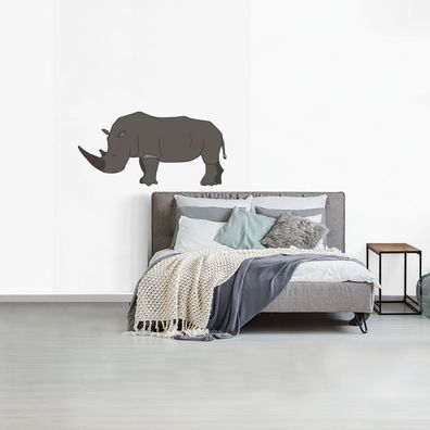 Fototapete - 155x240 cm - Rhinozeros - Kinder - Weiß (Gr. 155x240 cm)