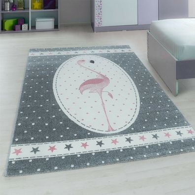 Wunderschöne Kinderteppiche kurzflor 11 mm Teppich mit Flamingo Motiv