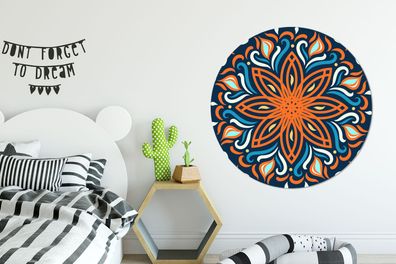Runde Wandbilder - 140x140 cm - Blume - Blätter - Orange (Gr. 140x140 cm)
