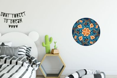 Runde Wandbilder - 30x30 cm - Vierblättriges Kleeblatt - Herzen - Muster