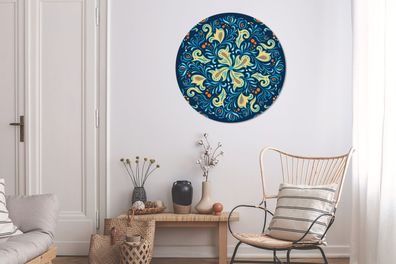Runde Wandbilder - 90x90 cm - Blütenblätter - Polka dots - Rund - Muster
