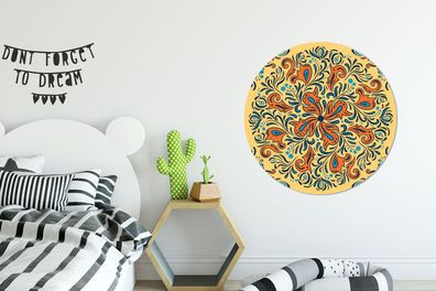Runde Wandbilder - 90x90 cm - Blume - Blütenblätter - Orange - Muster (Gr. 90x90 cm)