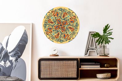 Runde Wandbilder - 60x60 cm - Blume - Blütenblätter - Orange - Muster (Gr. 60x60 cm)