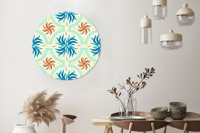 Runde Wandbilder - 90x90 cm - Blumen - Rahmen - Quadratisch - Muster (Gr. 90x90 cm)