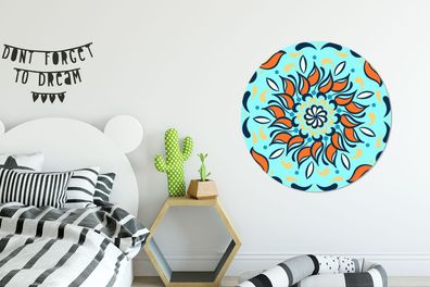 Runde Wandbilder - 90x90 cm - Blume - Elemente - Muster (Gr. 90x90 cm)
