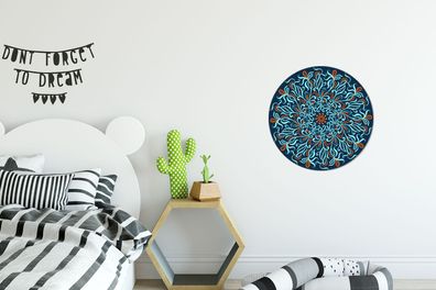 Runde Wandbilder - 30x30 cm - Mandala - Blau - Muster (Gr. 30x30 cm)