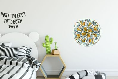 Runde Wandbilder - 30x30 cm - Blütenblätter - Gelb - Weiß - Muster (Gr. 30x30 cm)
