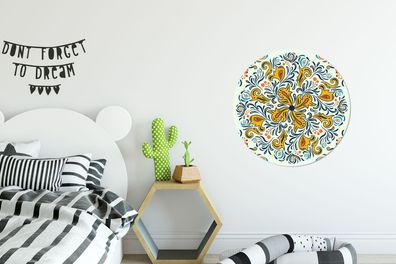 Runde Wandbilder - 60x60 cm - Blütenblätter - Gelb - Weiß - Muster (Gr. 60x60 cm)