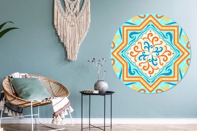 Runde Wandbilder - 120x120 cm - Geometrische Formen - Orange - Muster