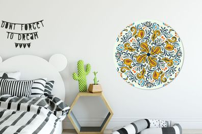Runde Wandbilder - 90x90 cm - Blütenblätter - Gelb - Weiß - Muster (Gr. 90x90 cm)