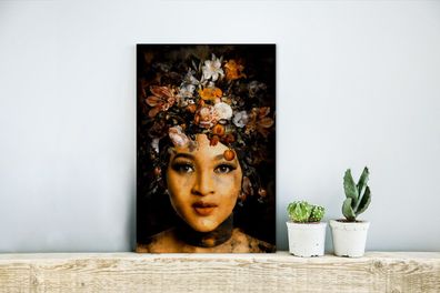 Glasbilder - 20x30 cm - Frauen - Blumen - Gold (Gr. 20x30 cm)