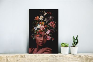 Glasbilder - 20x30 cm - Frau - Make up - Blumenstrauß (Gr. 20x30 cm)