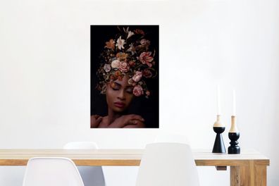 Glasbilder - 40x60 cm - Blumenstrauß - Frau - Make up (Gr. 40x60 cm)