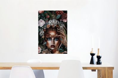 Glasbilder - 60x90 cm - Blumen - Frauen - Make up (Gr. 60x90 cm)