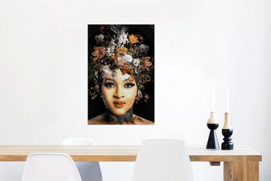 Glasbilder - 40x60 cm - Frau - Blumen - Make up (Gr. 40x60 cm)