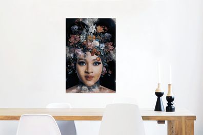 Glasbilder - 60x90 cm - Blumen - Farben - Frauen (Gr. 60x90 cm)