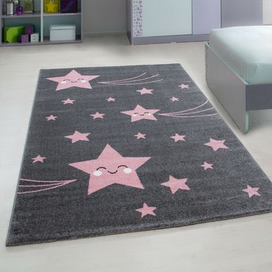 Wunderschöne Kinderteppiche, Teppich mit Stern Motiv Rund / Quadratstich