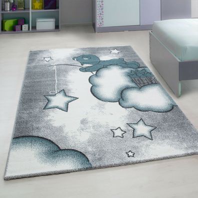 Wunderschöne Kinderteppiche Teppich mit Stern Himmel Motiven Rund / Viereckig