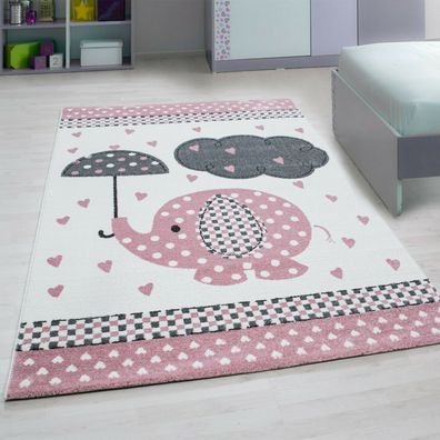 Wunderschöne Kinderteppiche, Teppich mit Elefant Motiven Rund / Viereck