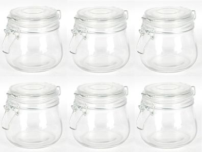 6er-Set Drahtbügelglas 0,5L Einmachgläser Einweckglas Vorratsglas Marmeladenglas