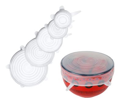 Silikon-Deckel 5er-Set transparent Frischhaltedeckel wiederverwendbar dehnbar