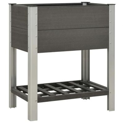 Garten-Hochbeet mit Ablage 75x50x90 cm WPC Grau