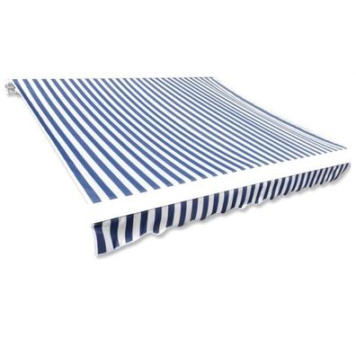 Markisenbespannung Canvas Blau & Weiß 4x3 m (ohne Rahmen)