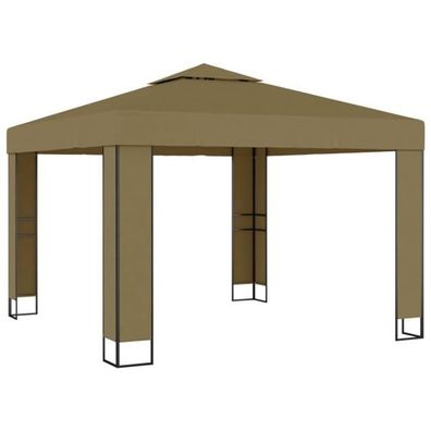 Pavillon mit Doppeldach 3x3x2,7 m Taupe 180 g/ m²