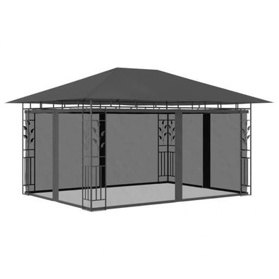 Pavillon mit Moskitonetz 4x3x2,73 m Anthrazit 180 g/ m²
