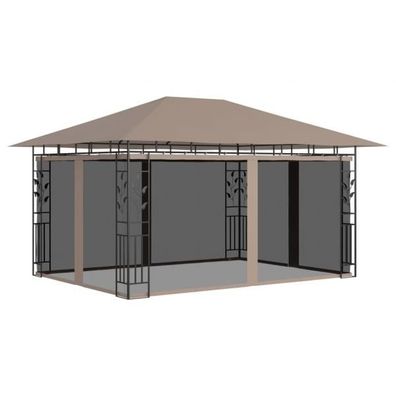 Pavillon mit Moskitonetz 4x3x2,73 m Taupe 180 g/ m²