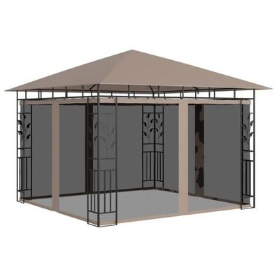 Pavillon mit Moskitonetz 3x3x2,73 m Taupe 180 g/ m²