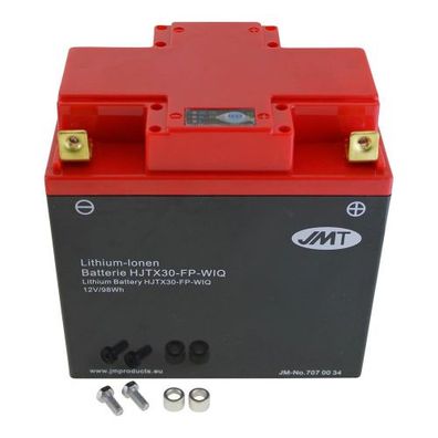 Lithium-Ionen-Batterie JMT HJTX30-FP, 12 V 8 Ah, universal 4 Kontakte, DIN 53030