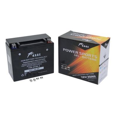 Gel-Batterie Kage YTX20L, 12 V 20 Ah, Pluspol rechts, DIN 51821